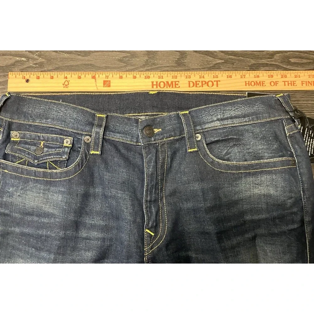 NEW True Religion Men’s Billy Relaxed Bootcut Jeans Pocket Flaps Blue Sz 40x33